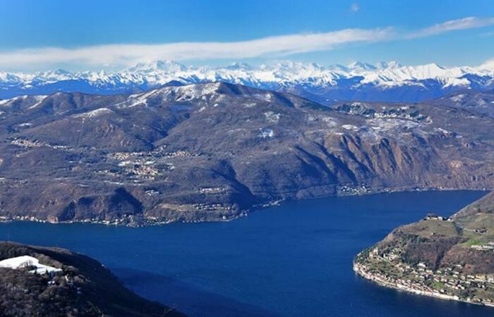 Lago di Lugano Visto Gruppi Trekking per giovani Che non Partono da Milano dal Monte San Giorgio